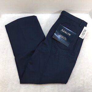Arrow Dress Pants Boys 14 Husky 30x27 Navy Blue Pleated Wrinkle Free Cotton NWT